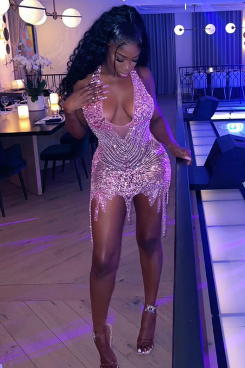 Nia Rhinestone Mini Dress