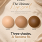 Slaved by Yten The Ultimate Lip Seal in three shades: Nude, Caramel, and Coco, displayed as three smooth spheres on a beige satin background with elegant typography.